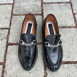 Rag & Bone Curtis Black Patent Loafer with chain detail